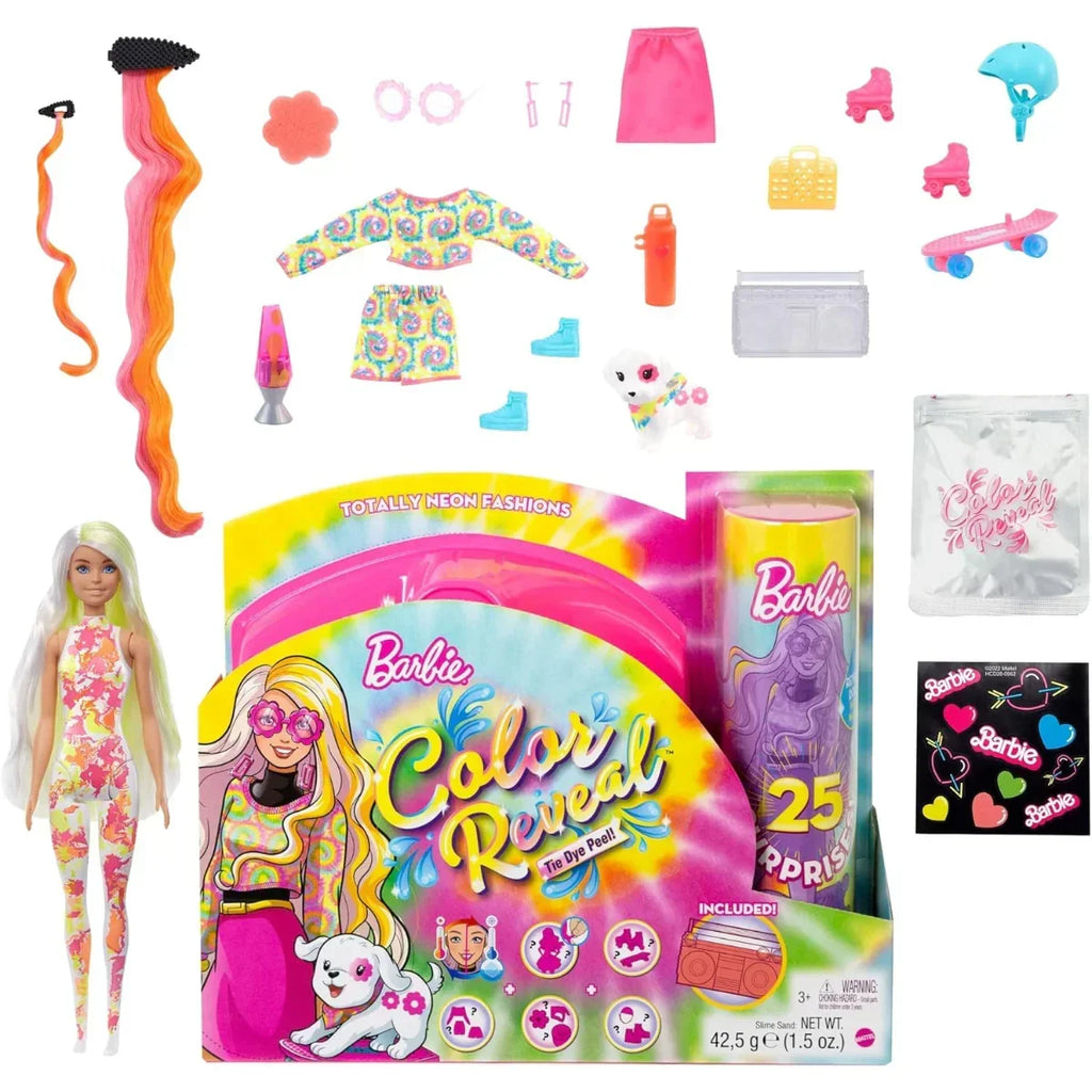 Barbie Color Reveal Gift Set – Neon Tie-Dye Mod Sdos with 25 Surprises - Naivri