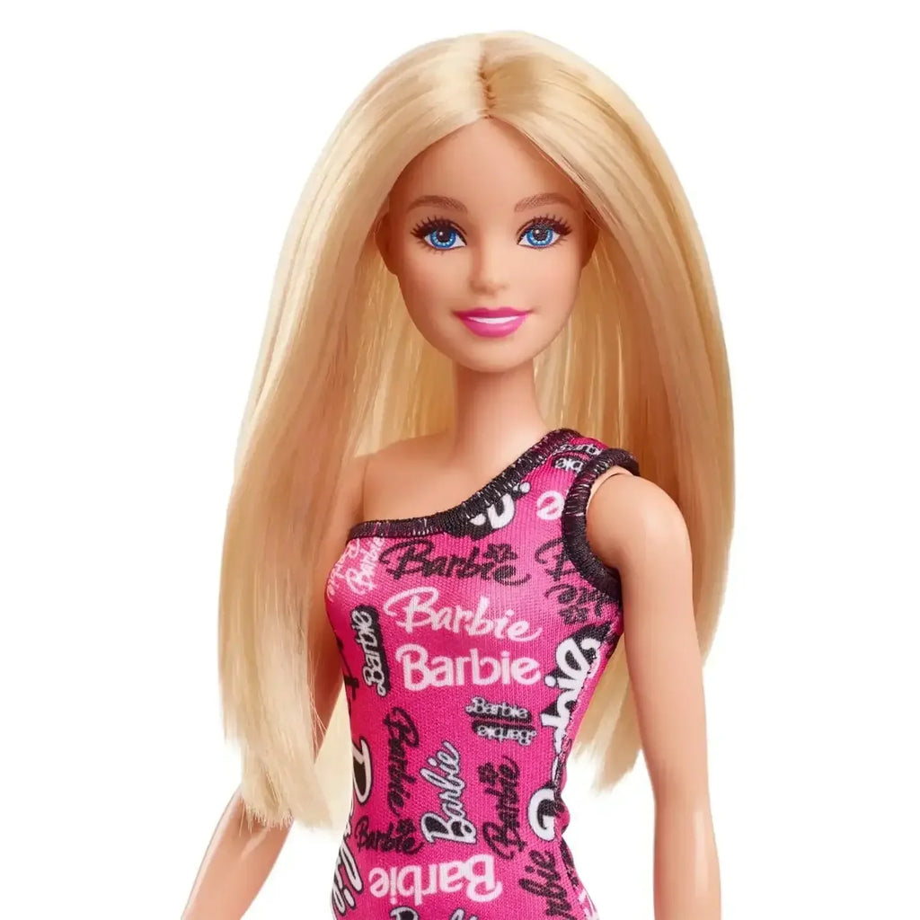 Barbie Fashion Doll with Straight Blonde Hair, Removable Pink One-Shoulder Dress & Shoes - Naivri