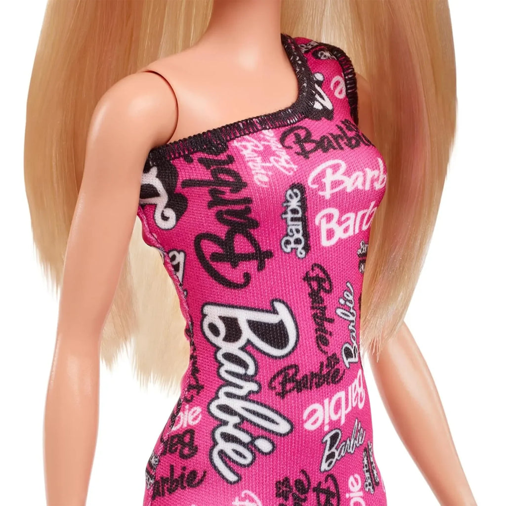 Barbie Fashion Doll with Straight Blonde Hair, Removable Pink One-Shoulder Dress & Shoes - Naivri
