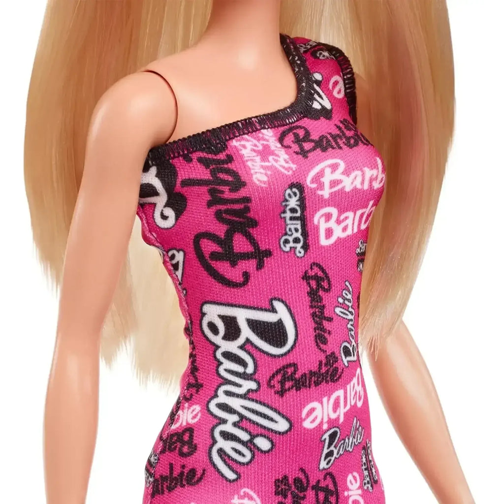 Barbie Fashion Doll with Straight Blonde Hair, Removable Pink One-Shoulder Dress & Shoes - Naivri