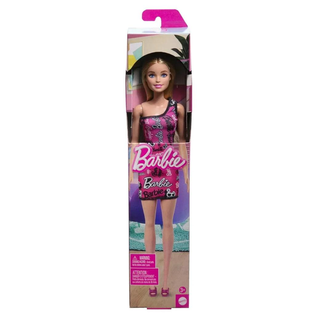 Barbie Fashion Doll with Straight Blonde Hair, Removable Pink One-Shoulder Dress & Shoes - Naivri