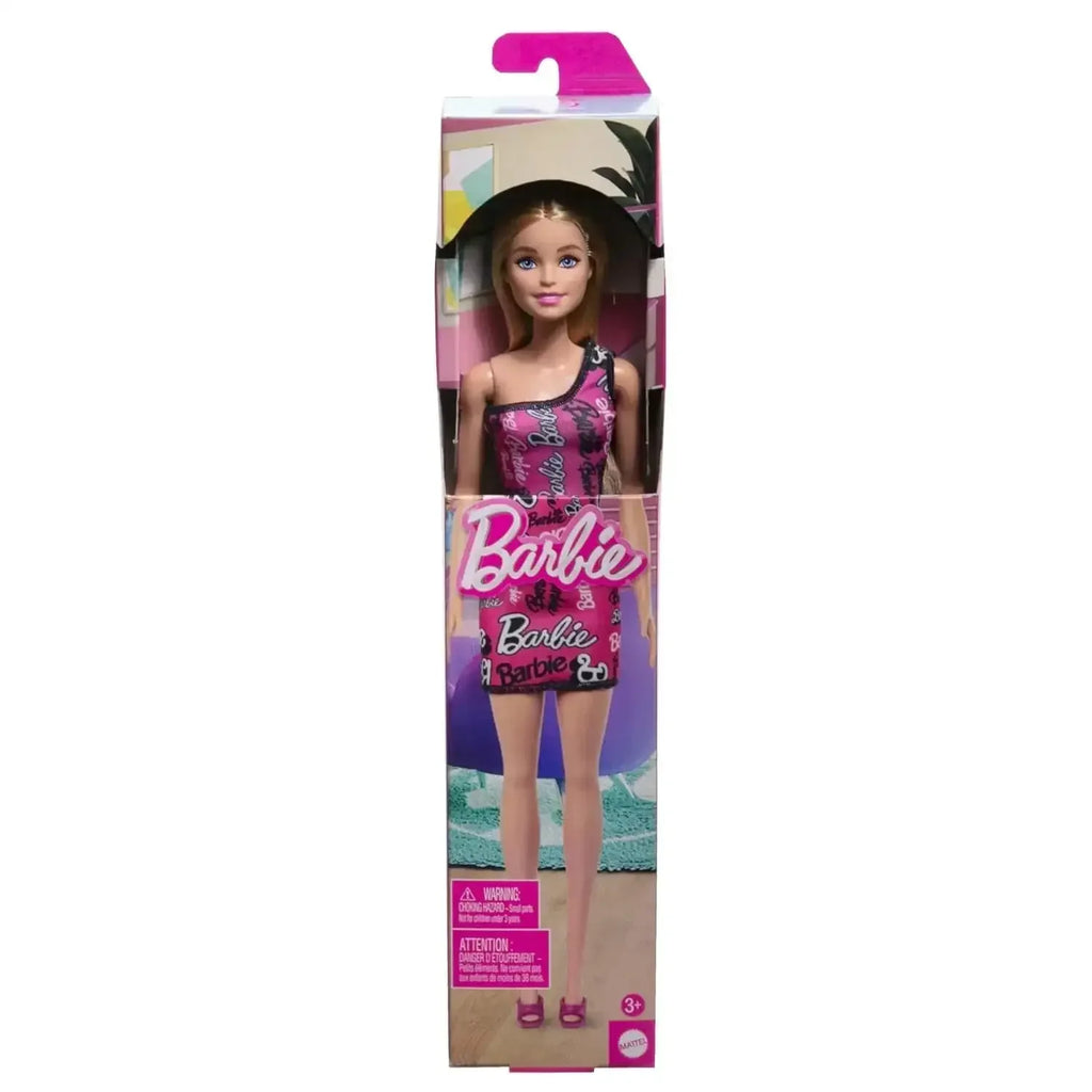 Barbie Fashion Doll with Straight Blonde Hair, Removable Pink One-Shoulder Dress & Shoes - Naivri