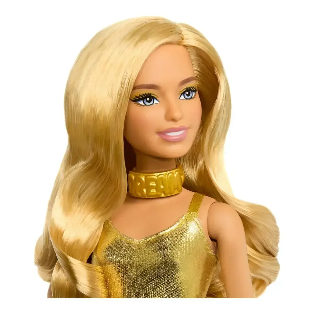 Barbie Fashionistas Doll #222 Petite Body with Blonde Hair in Golden Jumpsuit – 65th Anniversary Collectible - Naivri