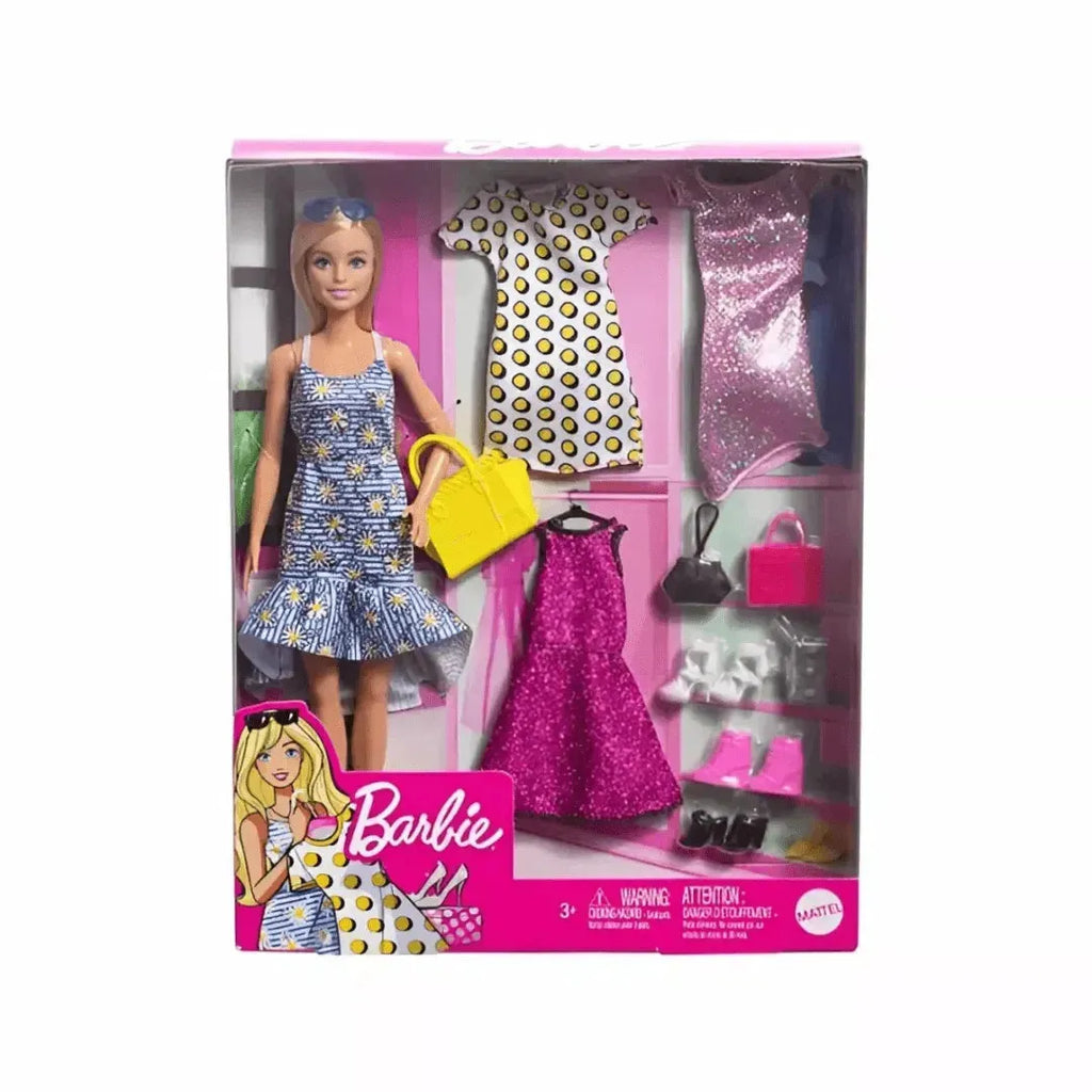 Barbie Fashionistas Doll JCR80 – Includes 4 Dresses, Shoes, Purses & Accessories for Mix-and-Match Fashion Fun - Naivri
