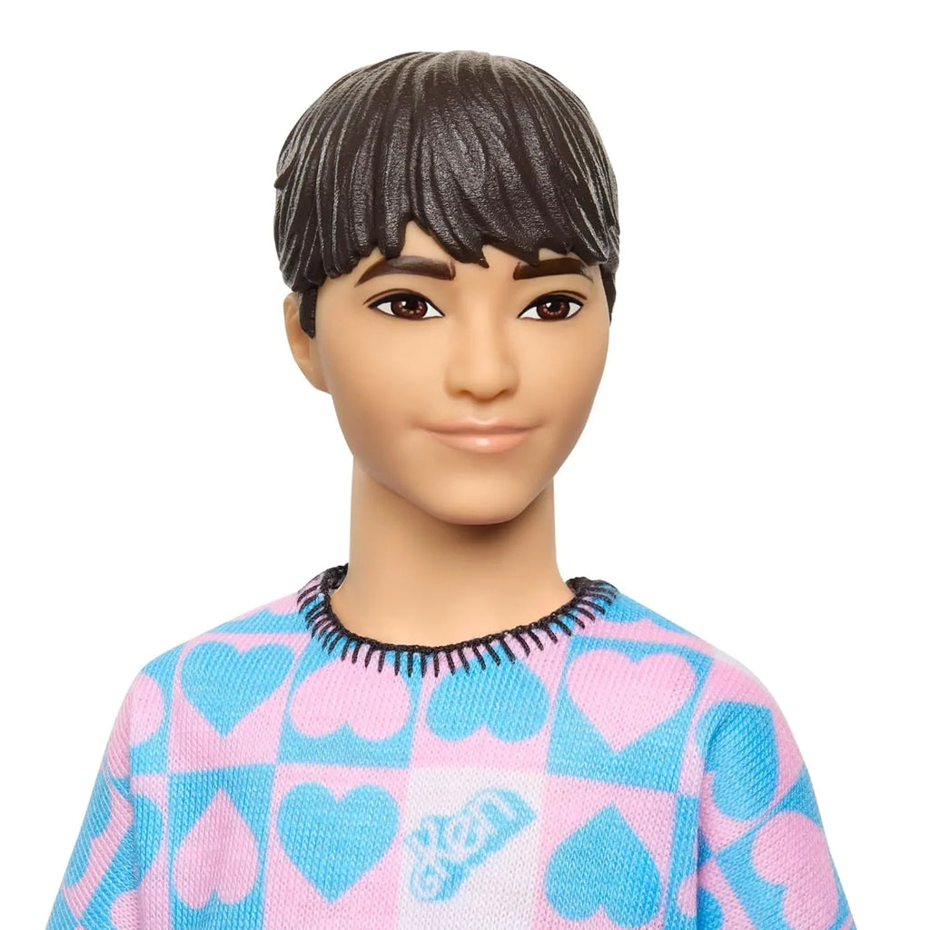 Barbie Fashionistas Ken Doll #219 with Slender Body, Removable Long-Sleeve Pink & Blue Patterned Shirt, Pink Shorts & White Boat Shoes - Naivri
