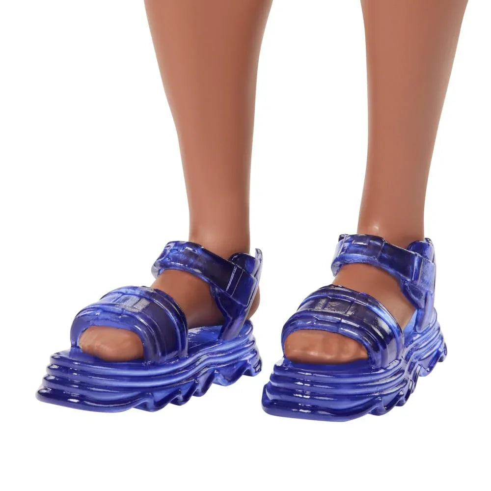 Barbie Fashionistas Ken Doll #220 with Behind-The-Ear Hearing Aids, Broad Body, Orange Patterned Shirt, Shorts & Jelly Sandals - Naivri