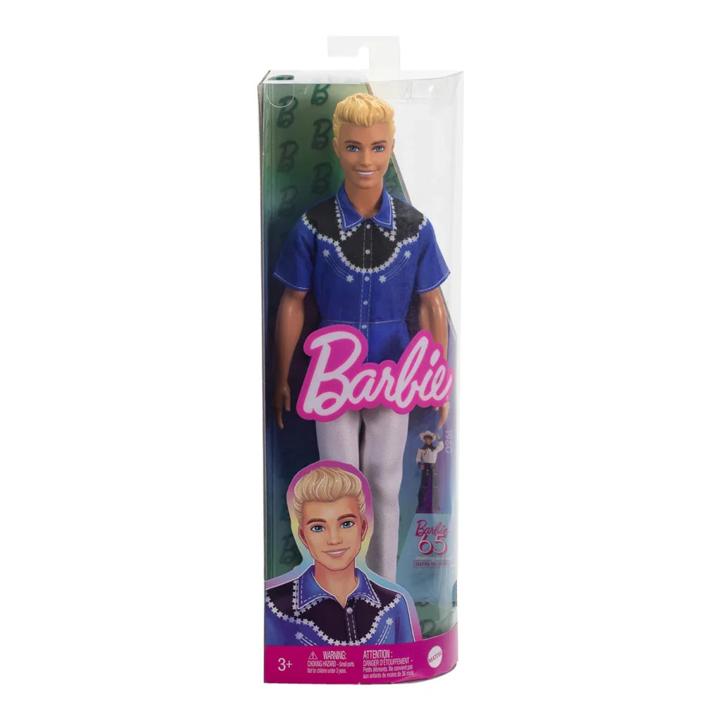 Barbie Fashionistas Ken Doll #226 Wearing Removable Western Shirt, Pants & Boots, Blonde Fashion Doll, 65th Anniversary Collectible - Naivri