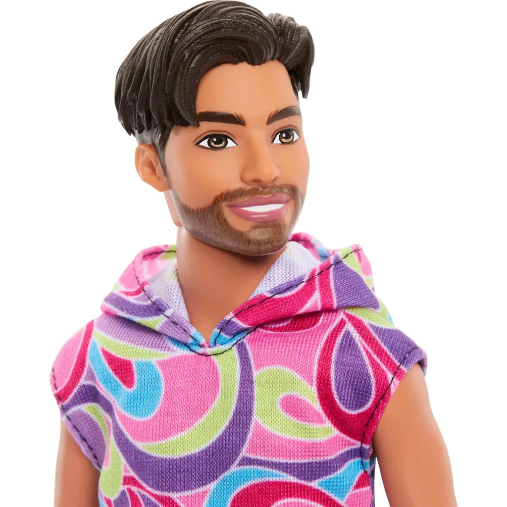 Barbie Fashionistas Ken Doll #227 with Outfit Inspired by The Totally Hair Look, Brunette with Short Beard & Slender Body Type, 65th Anniversary Collectible - Naivri