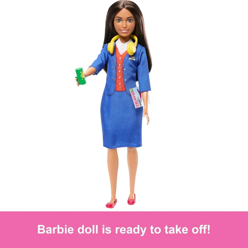 Barbie Flight Attendant Brunette Fashion Doll with Rolling Luggage & Accessories – Gift for Kids 3+ - Naivri