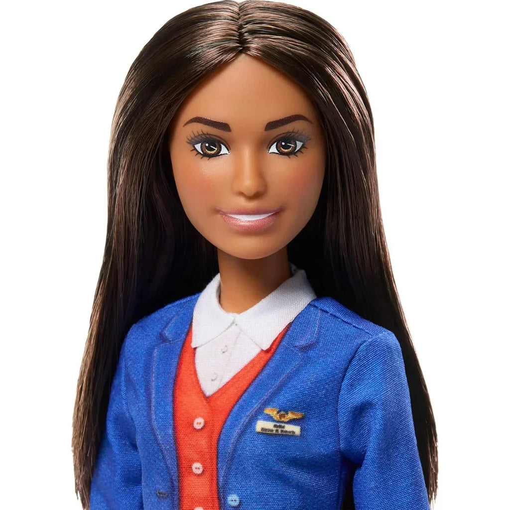 Barbie Flight Attendant Brunette Fashion Doll with Rolling Luggage & Accessories – Gift for Kids 3+ - Naivri
