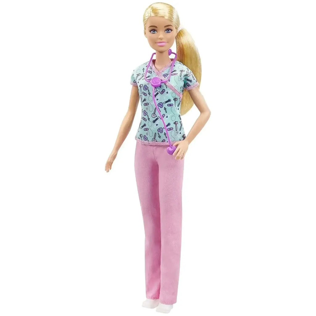 Barbie Nurse Blonde Doll 12-Inch with Scrubs, Stethoscope & Accessories – Gift for Ages 3+ - Naivri