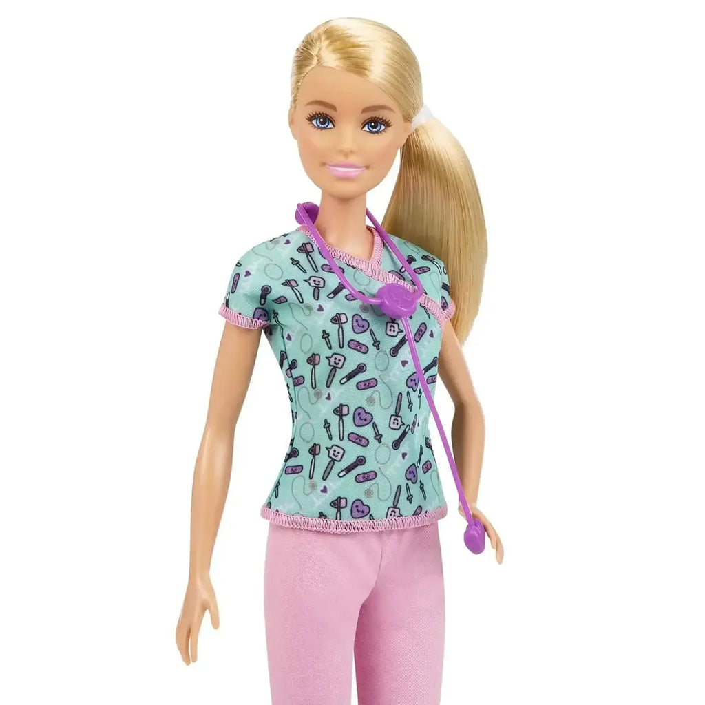 Barbie Nurse Blonde Doll 12-Inch with Scrubs, Stethoscope & Accessories – Gift for Ages 3+ - Naivri