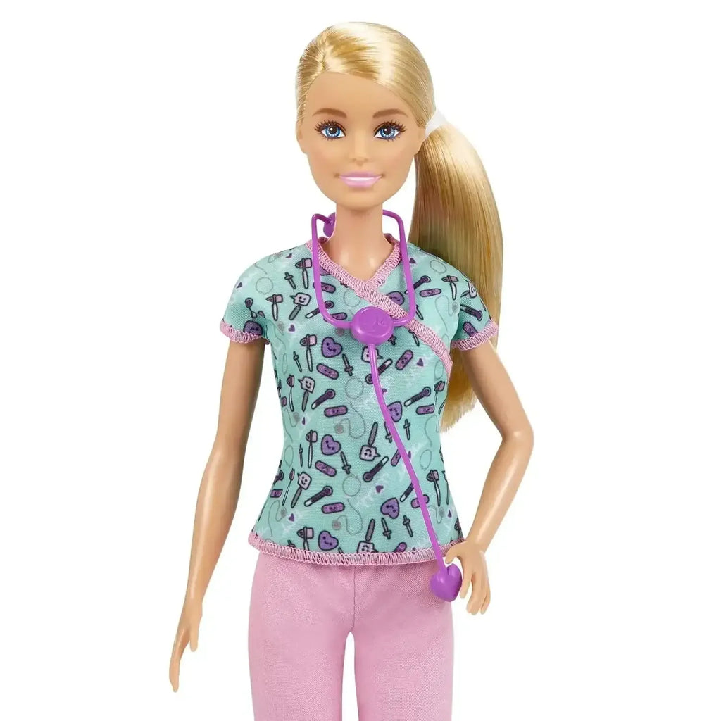 Barbie Nurse Blonde Doll 12-Inch with Scrubs, Stethoscope & Accessories – Gift for Ages 3+ - Naivri