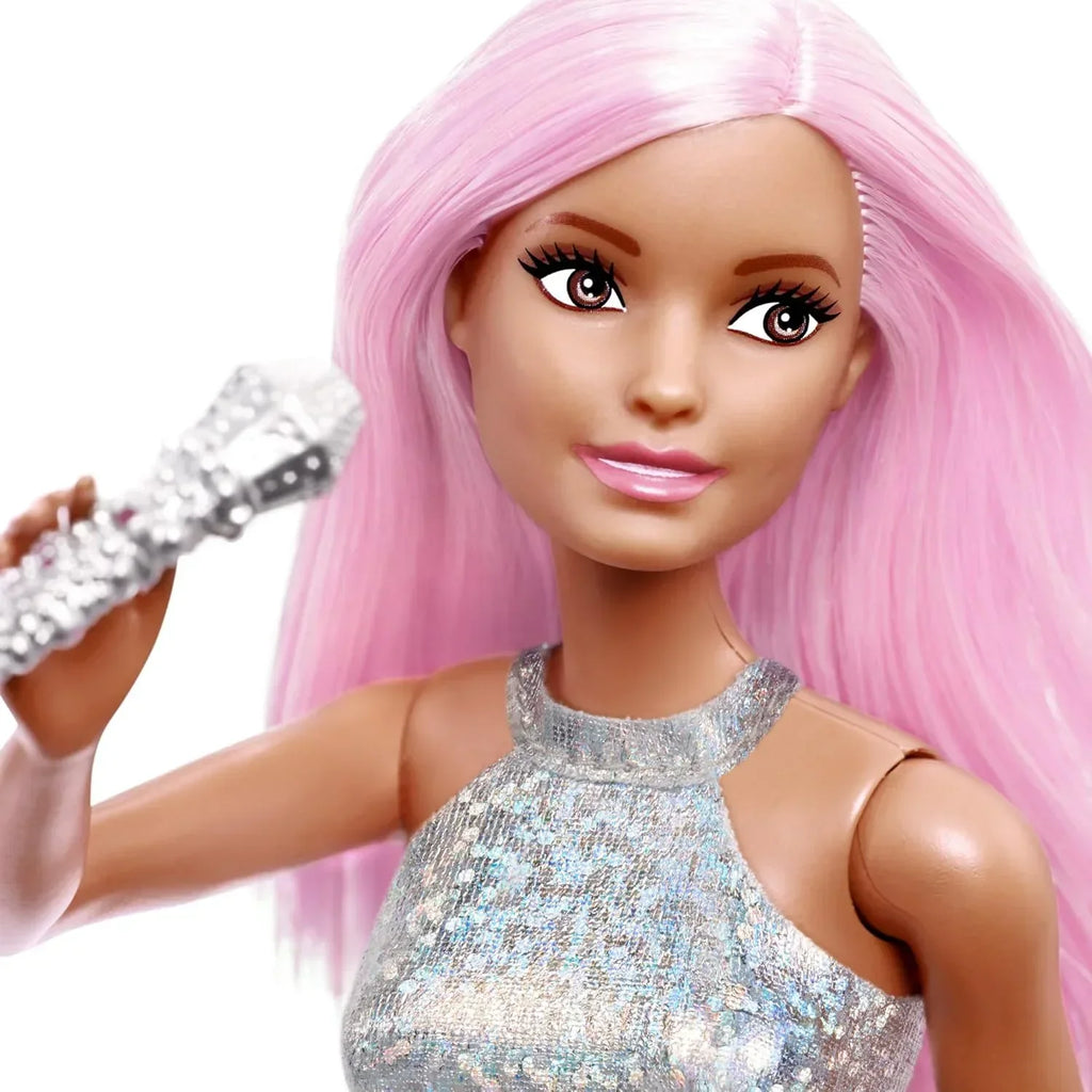 Barbie Pop Star Doll with Iridescent Skirt, Microphone & Pink Hair – Gift for Kids 3 to 7 Years - Naivri