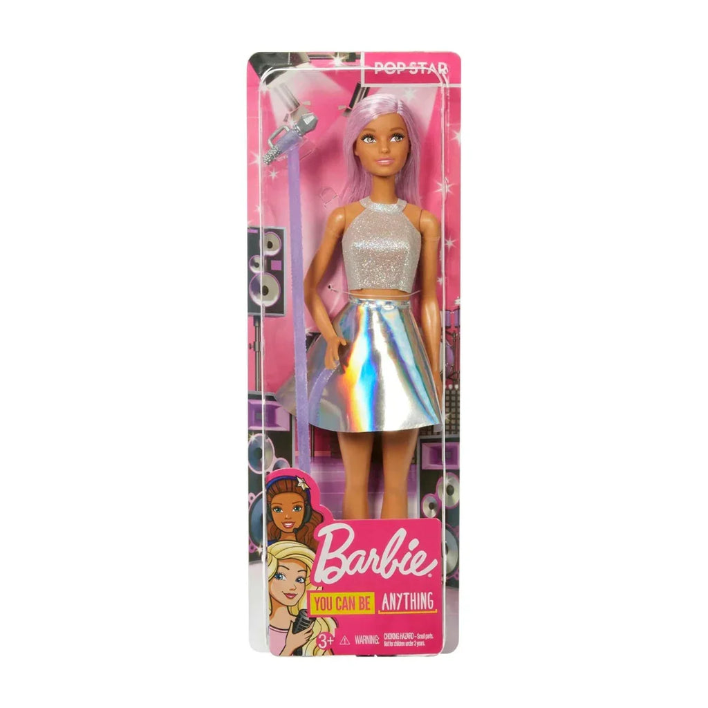 Barbie Pop Star Doll with Iridescent Skirt, Microphone & Pink Hair – Gift for Kids 3 to 7 Years - Naivri