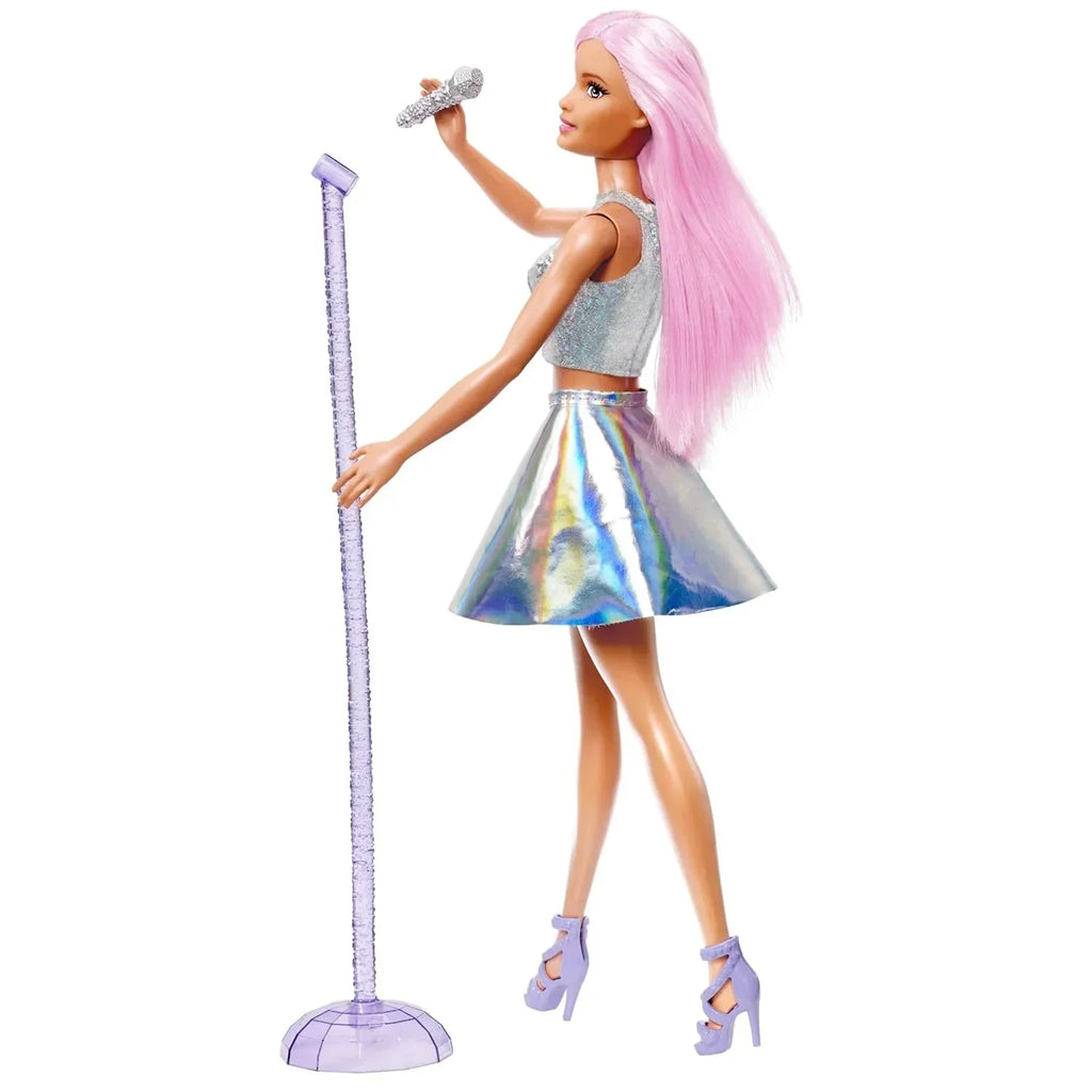 Barbie Pop Star Doll with Iridescent Skirt, Microphone & Pink Hair – Gift for Kids 3 to 7 Years - Naivri