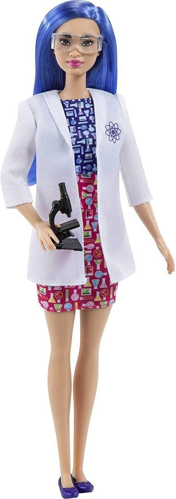 Barbie Scientist Doll, Blue Hair, Color Block Dress, Lab Coat & Flats, Microscope HCN11 - Naivri