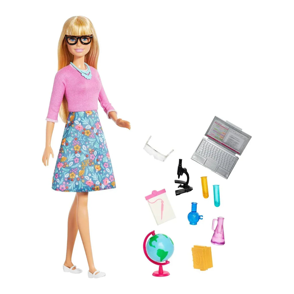 Barbie Teacher Doll, Blonde with 10 Classroom Accessories Including Globe & Laptop – Gift for Kids 3 Years+ - Naivri