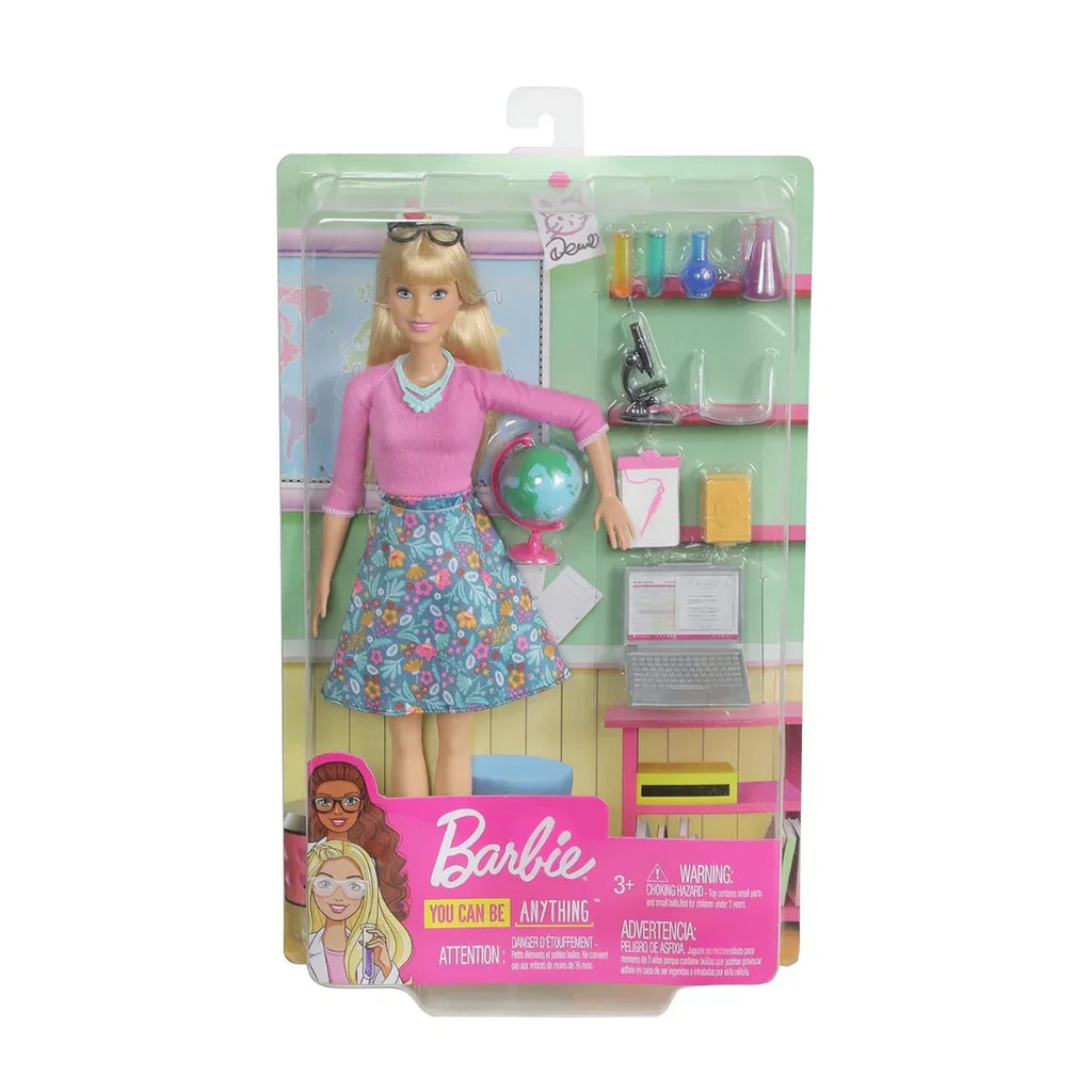 Barbie Teacher Doll, Blonde with 10 Classroom Accessories Including Globe & Laptop – Gift for Kids 3 Years+ - Naivri