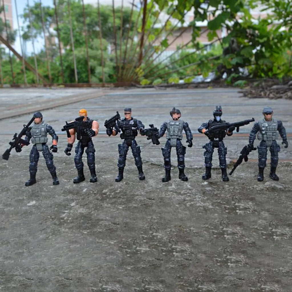 BattleForce Army Action Figures Set – 6 Movable Soldiers for Kids 4+ - Naivri