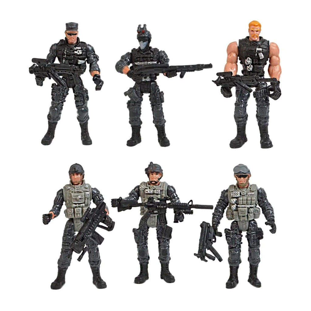 BattleForce Army Action Figures Set – 6 Movable Soldiers for Kids 4+ - Naivri