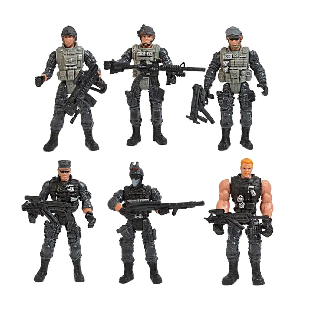 BattleForce Army Action Figures Set – 6 Movable Soldiers for Kids 4+ - Naivri