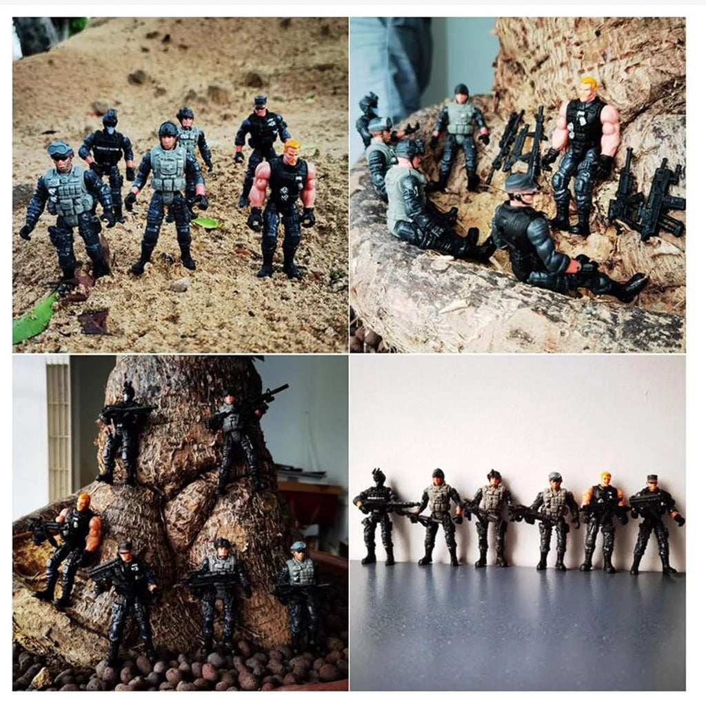 BattleForce Army Action Figures Set – 6 Movable Soldiers for Kids 4+ - Naivri