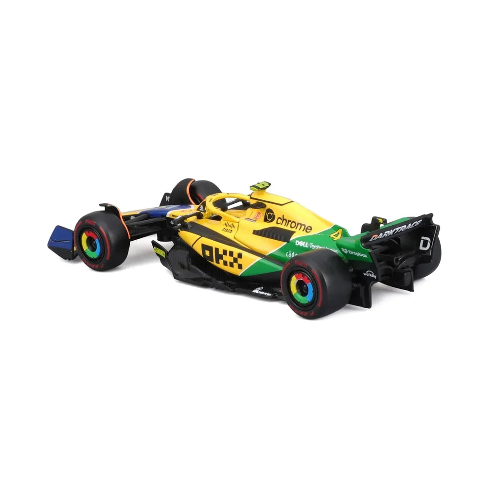 Bburago 1:43 F1 McLaren MCL38 2024 Monaco GP Senna Livery – Lando Norris #4, 30th Anniversary Edition - Naivri