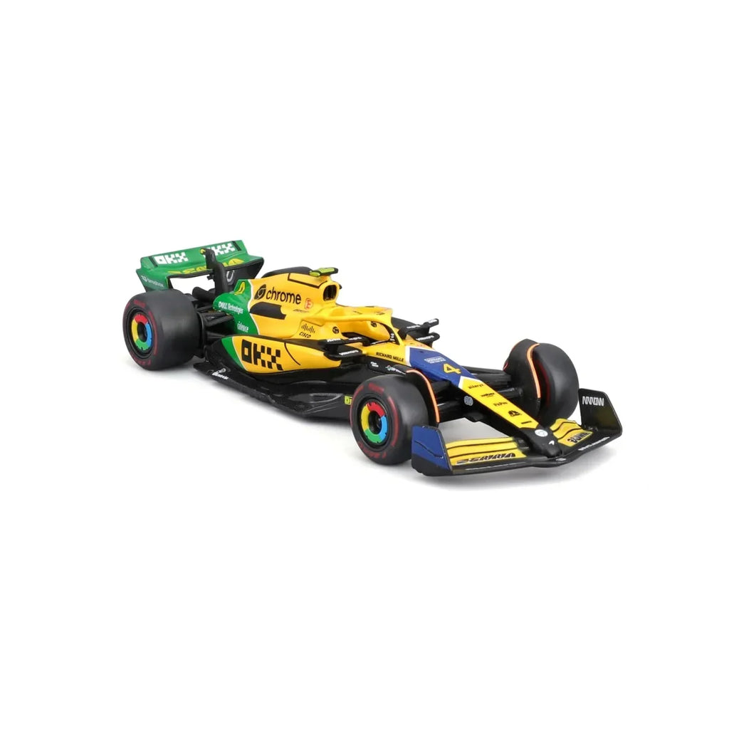 Bburago 1:43 F1 McLaren MCL38 2024 Monaco GP Senna Livery – Lando Norris #4, 30th Anniversary Edition - Naivri
