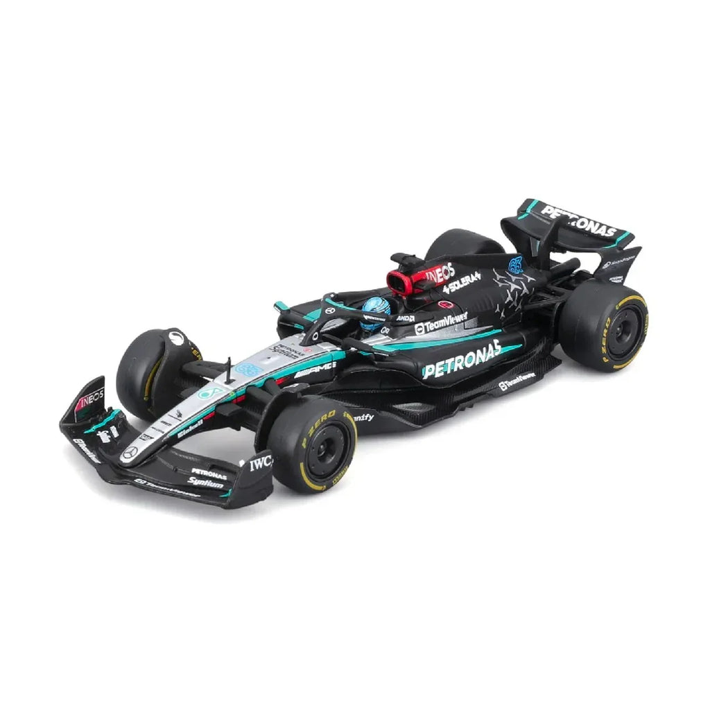Bburago 1:43 Mercedes-AMG W15 2024 #63 George Russell – Formula 1 Diecast Model with Helmet - Naivri