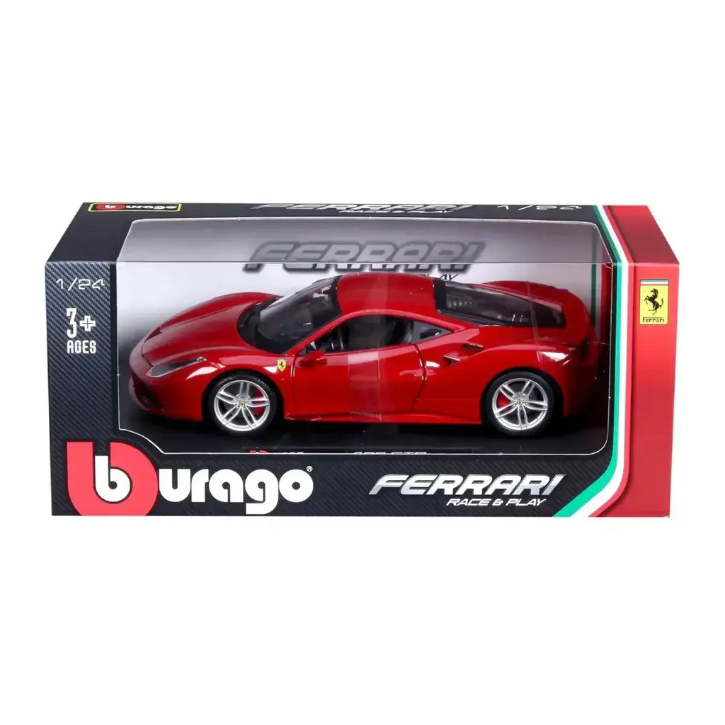 Bburago Ferrari 488 GTB Red 1:24 Diecast Model Car – Race & Play Series - Naivri