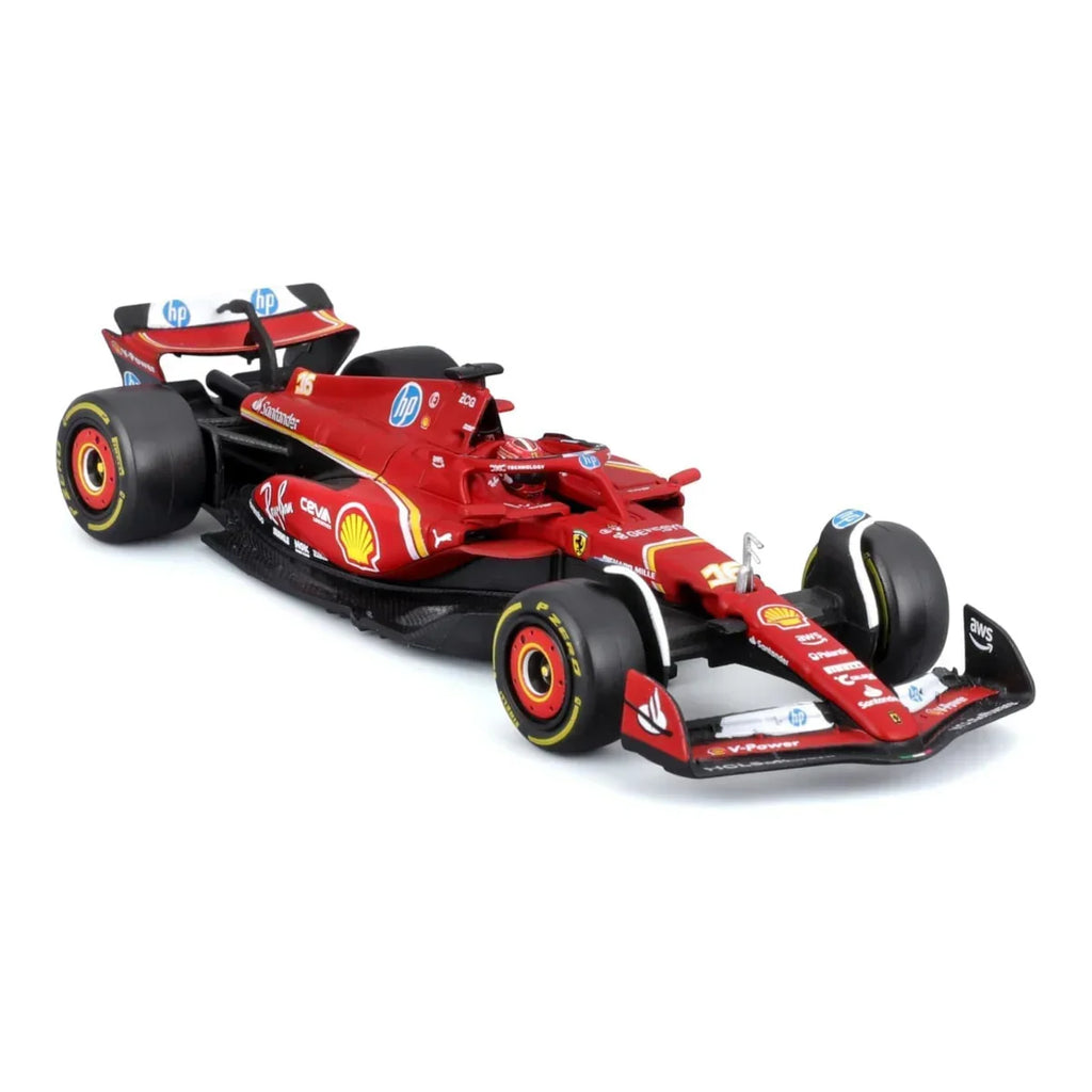 Bburago Ferrari SF24 #16 Charles Leclerc 2024 Formula 1 1:43 Diecast Model with Red Tyres – Premium Edition - Naivri
