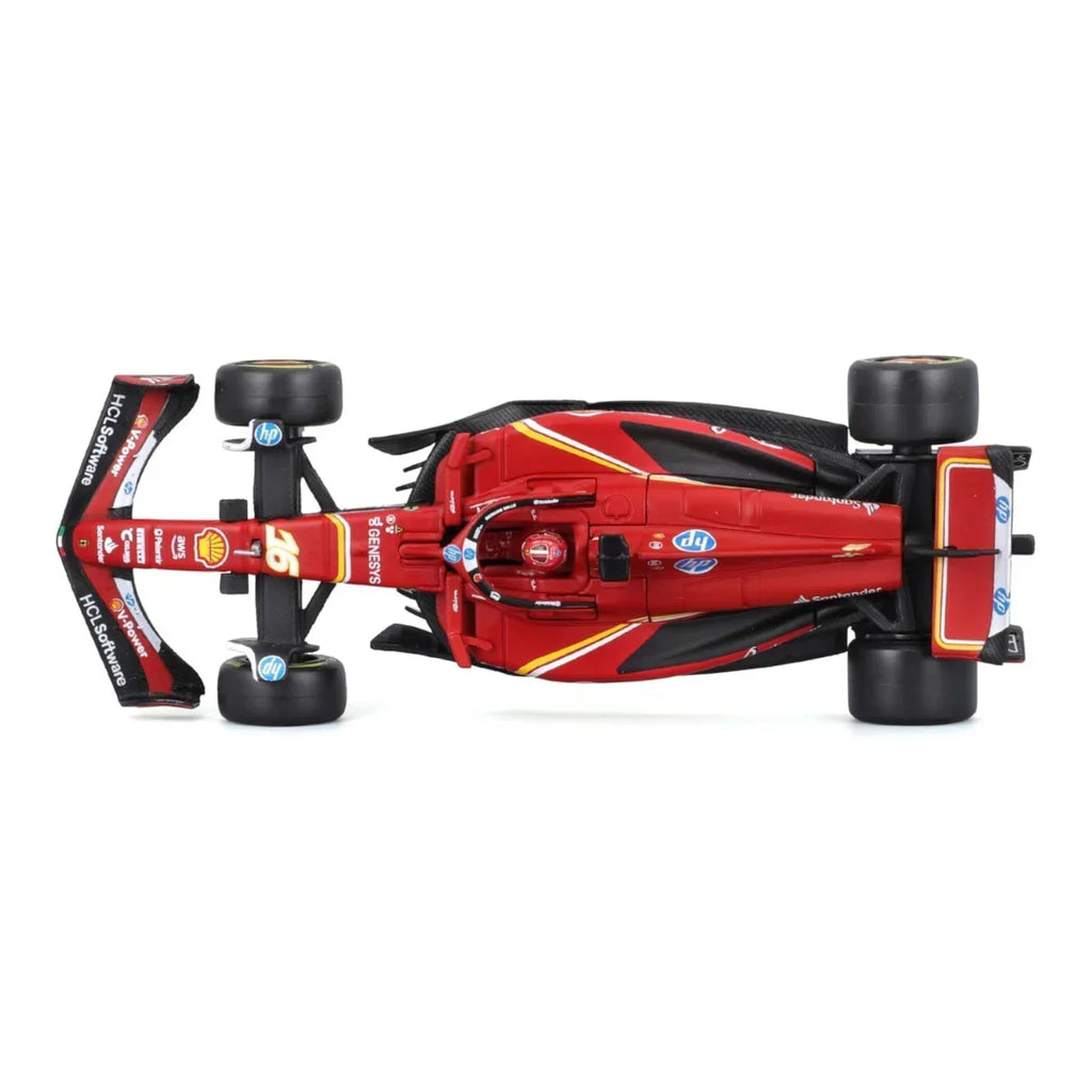 Bburago Ferrari SF24 #16 Charles Leclerc 2024 Formula 1 1:43 Diecast Model with Red Tyres – Premium Edition - Naivri