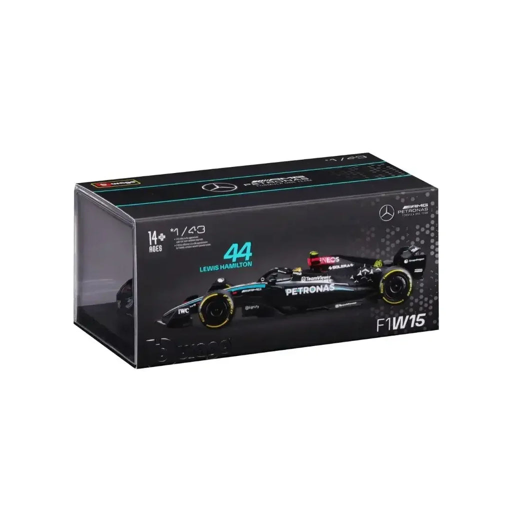 Bburago Mercedes-AMG W15 E Performance 2024 #44 Lewis Hamilton Diecast Model – 1:43 Scale Collectible (Without Helmet) for Ages 14+ - Naivri
