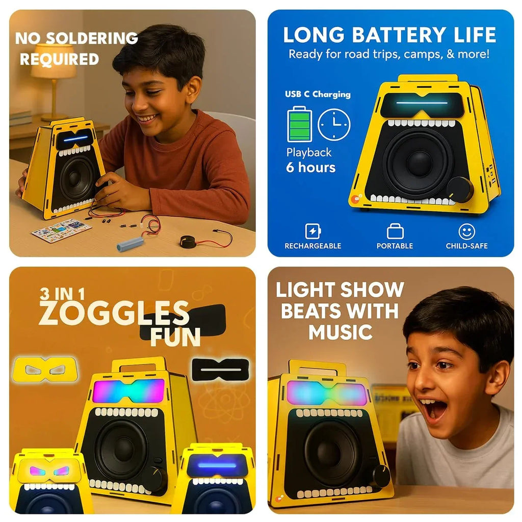 Be Cre8v Boom Bot DIY Bluetooth Speaker Kit for Kids (Age 8+) - Naivri