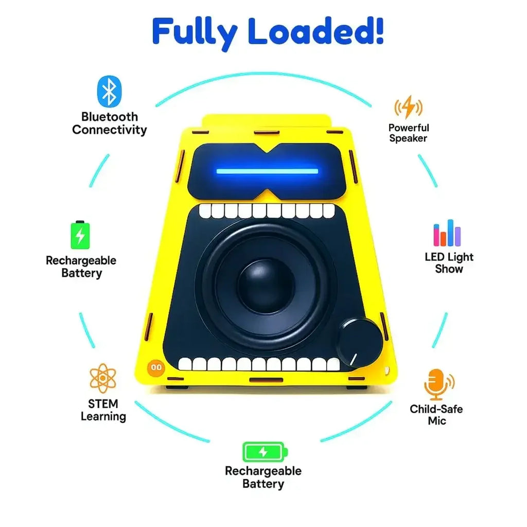 Be Cre8v Boom Bot DIY Bluetooth Speaker Kit for Kids (Age 8+) - Naivri