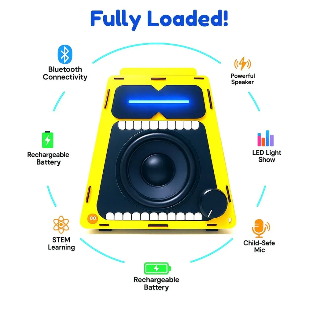 Be Cre8v Boom Bot DIY Bluetooth Speaker Kit for Kids (Age 8+) - Naivri
