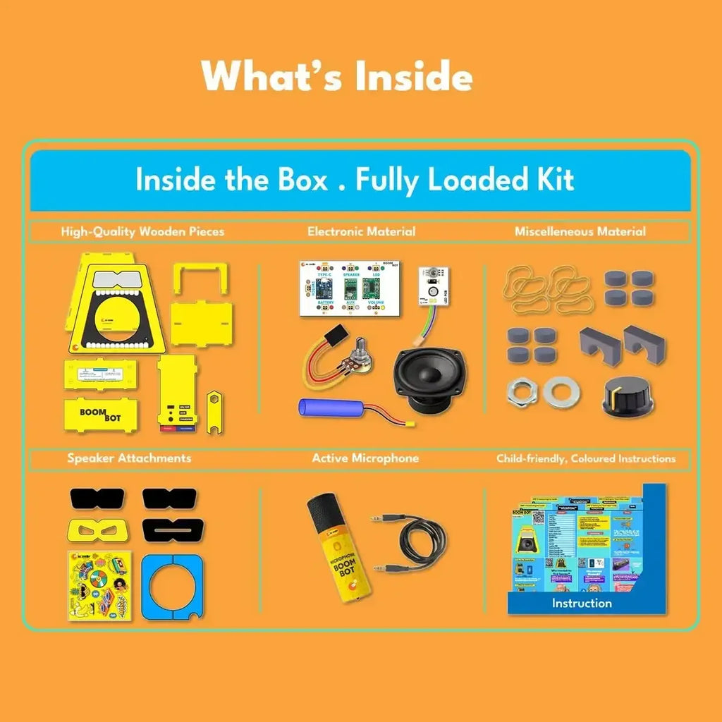 Be Cre8v Boom Bot DIY Bluetooth Speaker Kit for Kids (Age 8+) - Naivri