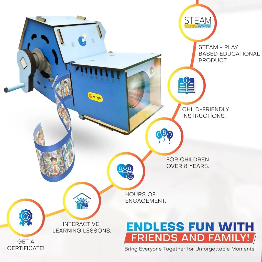 Be Cre8v Crank Generator & Projector Kit – 20-in-1 STEM DIY Science Toy for Kids (Age 8+) - Naivri