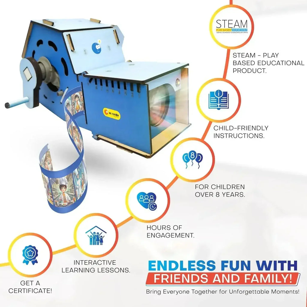 Be Cre8v Crank Generator & Projector Kit – 20-in-1 STEM DIY Science Toy for Kids (Age 8+) - Naivri
