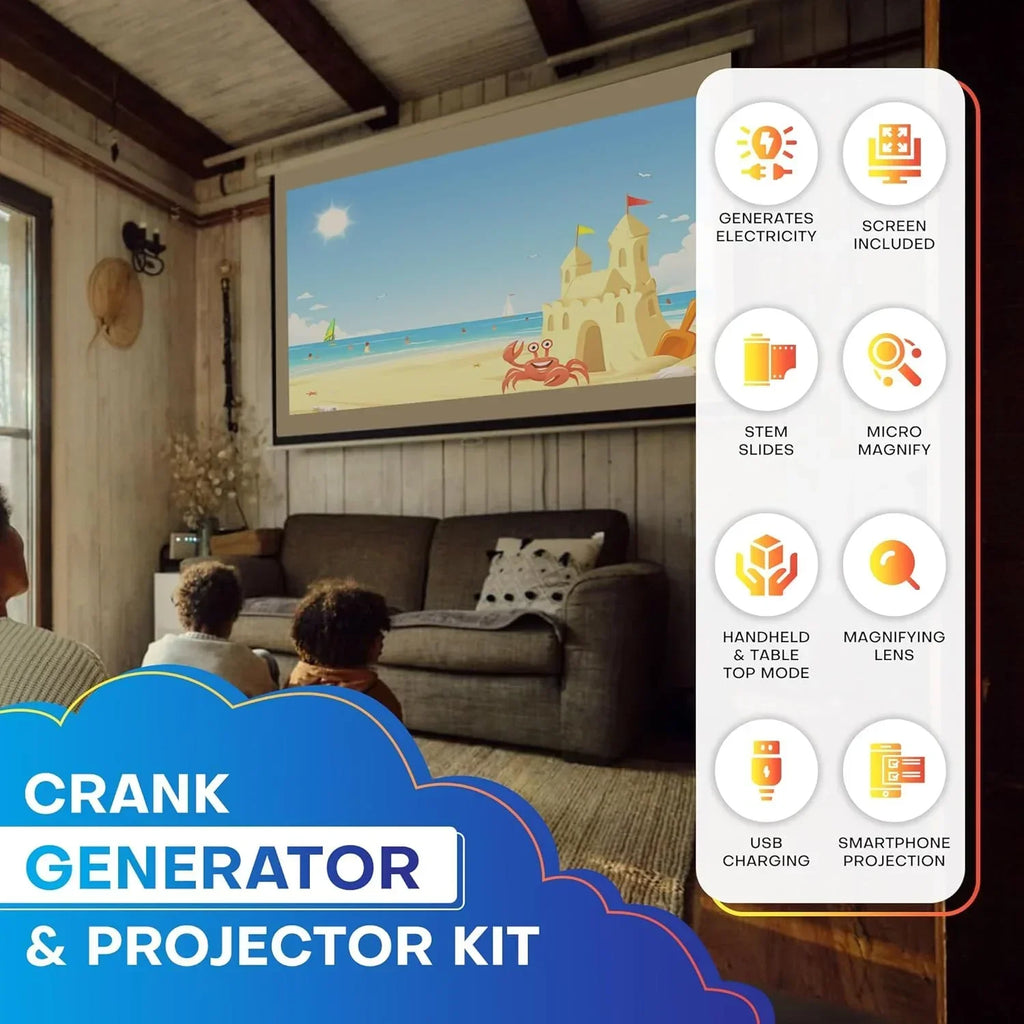 Be Cre8v Crank Generator & Projector Kit – 20-in-1 STEM DIY Science Toy for Kids (Age 8+) - Naivri