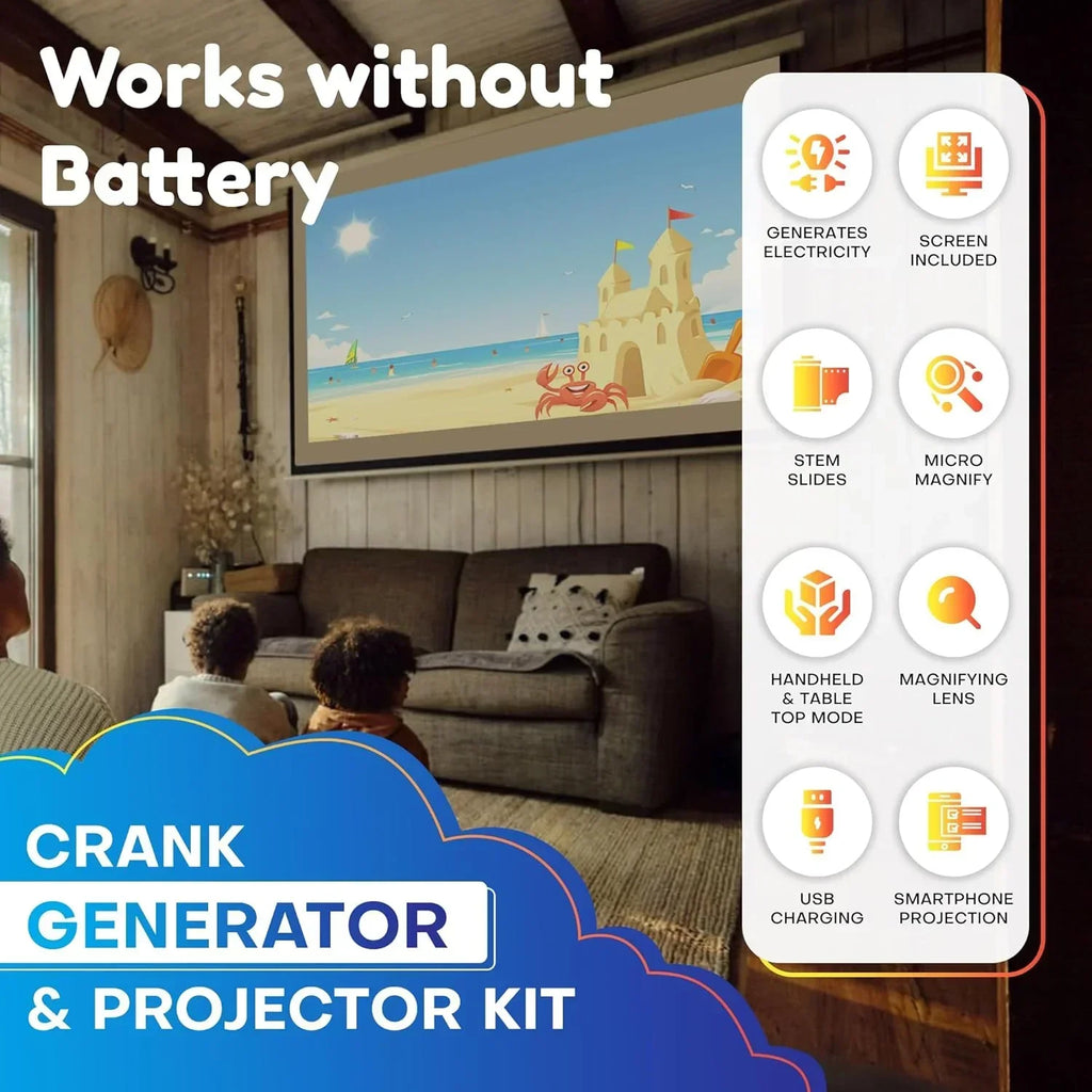 Be Cre8v Crank Generator & Projector Kit – 20-in-1 STEM DIY Science Toy for Kids (Age 8+) - Naivri