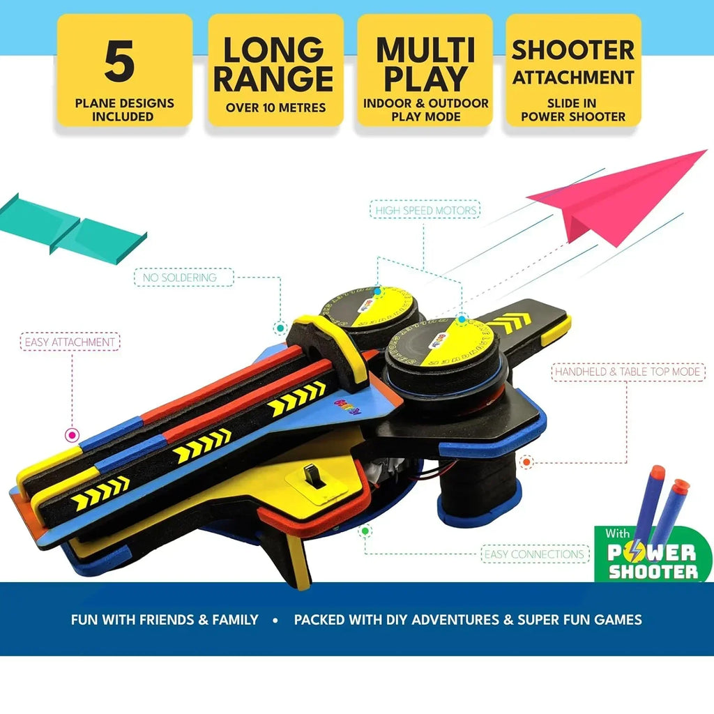 Be Cre8v Motorized Plane Launcher & Power Shooter Kit for Kids (Age 8–14) - Naivri
