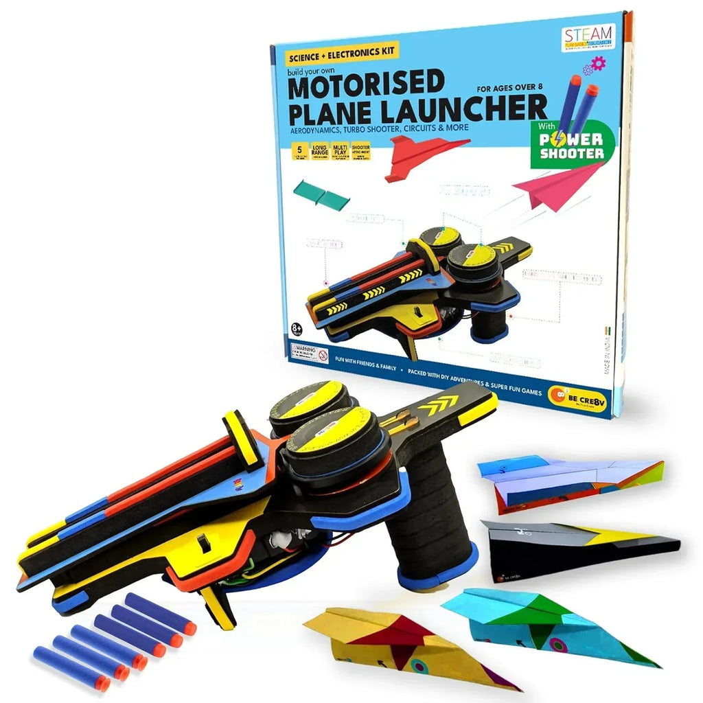 Be Cre8v Motorized Plane Launcher & Power Shooter Kit for Kids (Age 8–14) - Naivri