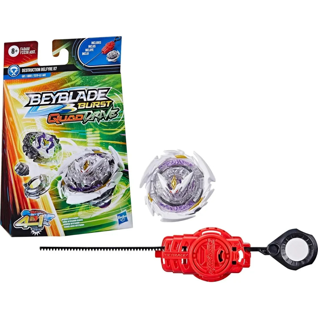 Beyblade Burst QuadDrive Destruction Belfyre B7 Starter Pack – 4-in-1 Customizable Right-Spin Battle Top - Naivri
