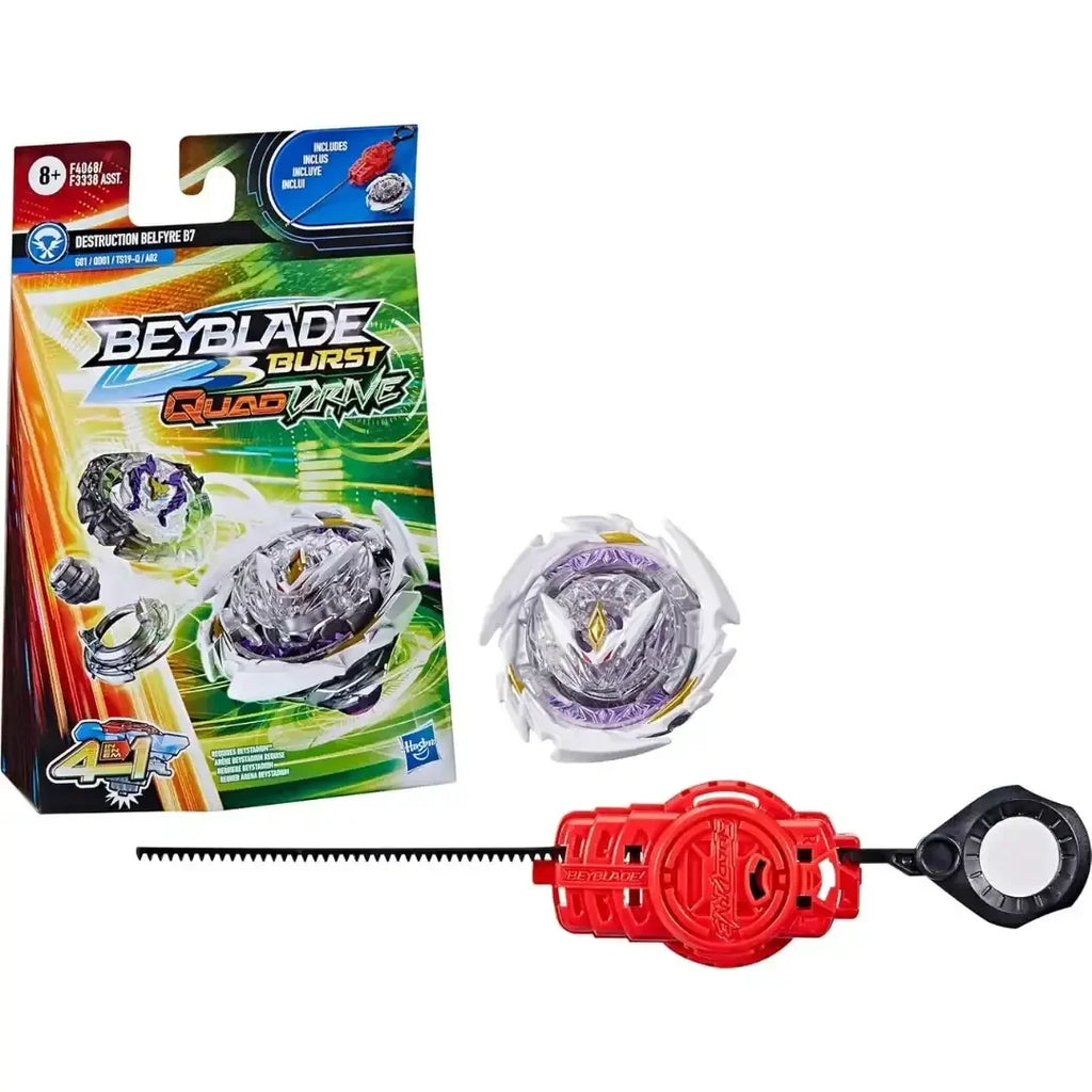Beyblade Burst QuadDrive Destruction Belfyre B7 Starter Pack – 4-in-1 Customizable Right-Spin Battle Top - Naivri