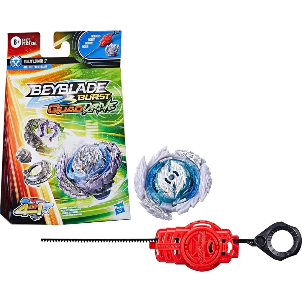 Beyblade Burst QuadDrive Guilty Lúinor L7 Starter Pack – 4-in-1 Customizable Left-Spin Beyblade Top - Naivri