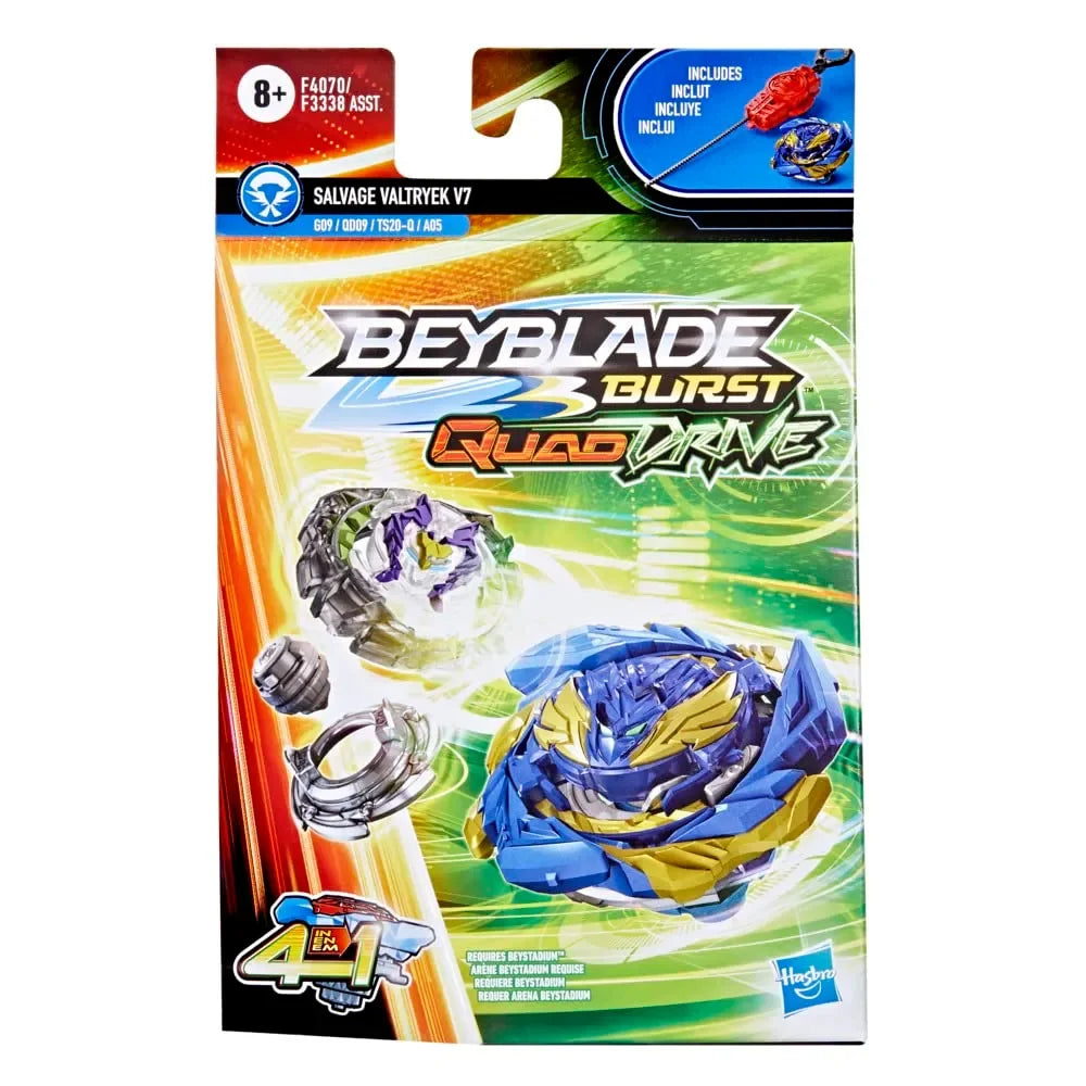Beyblade Burst QuadDrive Salvage Valtryek V7 Starter Pack – 4-in-1 Customizable Right-Spin Battle Top - Naivri
