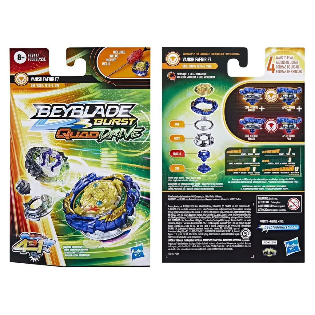 Beyblade Burst QuadDrive Vanish Fafnir F7 Starter Pack – 4-in-1 Customizable Battle Top - Naivri