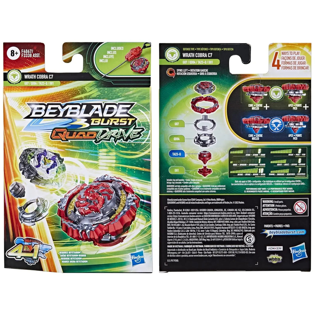 Beyblade Burst QuadDrive Wrath Cobra C7 Starter Pack - Naivri
